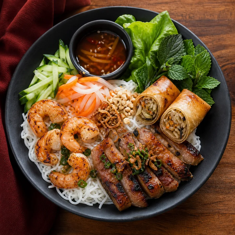 Bún Tôm Thịt Nướng Chả Giò
